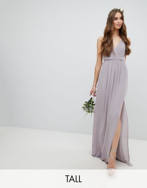 TFNC Tall Pleated Maxi Bridesmaid Dress With Back Detail TFNC Tall Pleated Maxi Bridesmaid Dress With Back Detail