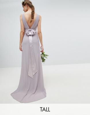 tfnc sateen bow back maxi bridesmaid dress