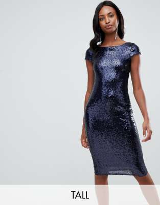 navy sequin midi dress