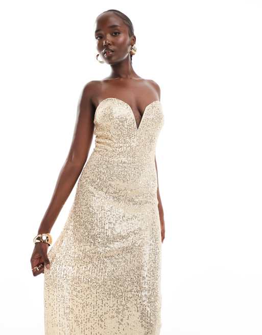 Abito lungo color oro online