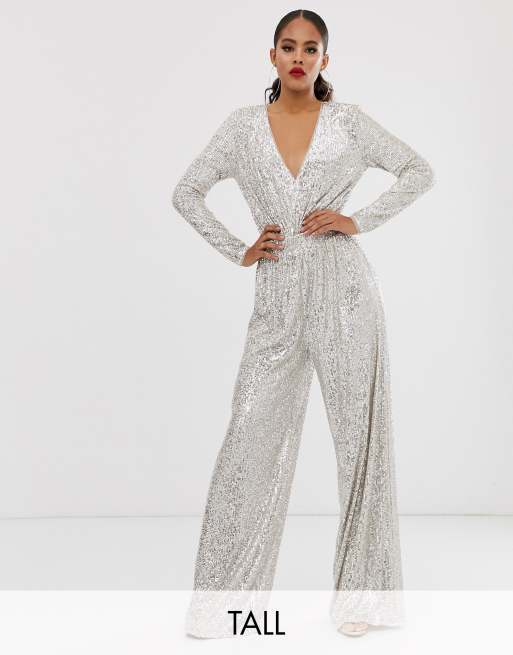 white sequin trouser suit