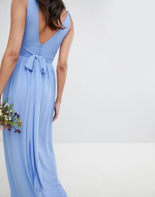 tfnc wrap front maxi bridesmaid dress with tie back