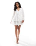 [TFNC] TFNC tiered mini dress with ruffle detail in cream-Neutral 8 Cream