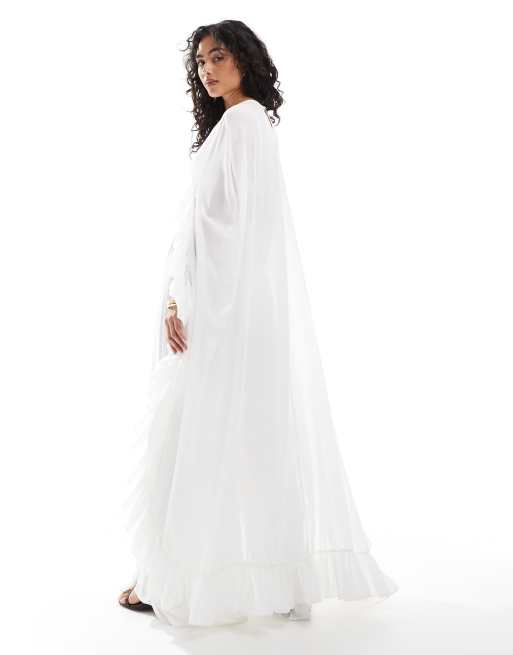 TFNC - Top a mantella con volant color crema in coordinato, 3 di 4