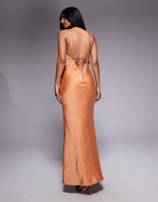 Tfnc V Back Button Detail Maxi Dress In Orange