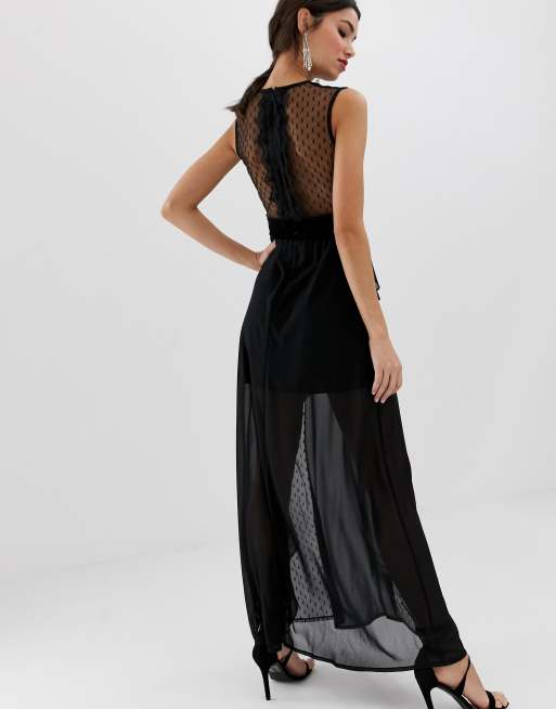 TFNC v neck maxi dress with lace insert, 2 of 4