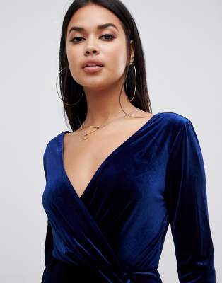 tfnc velvet maxi wrap dress in navy
