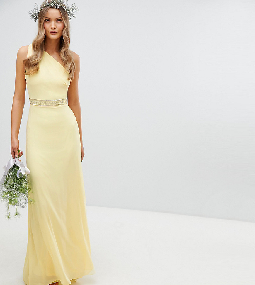 TFNC - versierde lange bruidsmeisjesjurk-geel