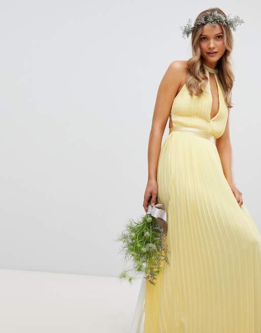 TFNC - Vestito lungo da damigella a pieghe con incrocio sul retro e fiocco, 4 di 4
