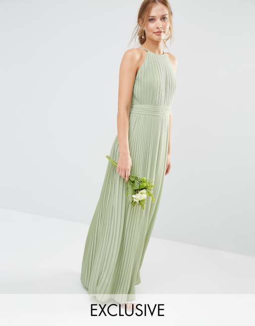 TFNC WEDDING High Neck Pleated Maxi Dress ASOS TFNC WEDDING High Neck Pleated Maxi Dress ASOS