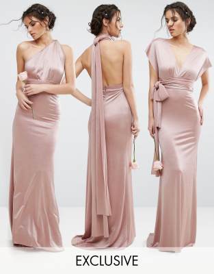 TFNC WEDDING Multiway Maxi Dress in Sheen-Pink