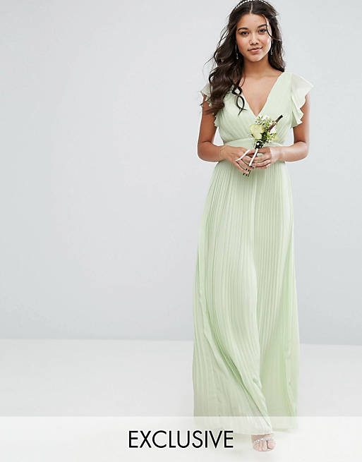 TFNC WEDDING V Front Maxi Dress with Frill Sleeves