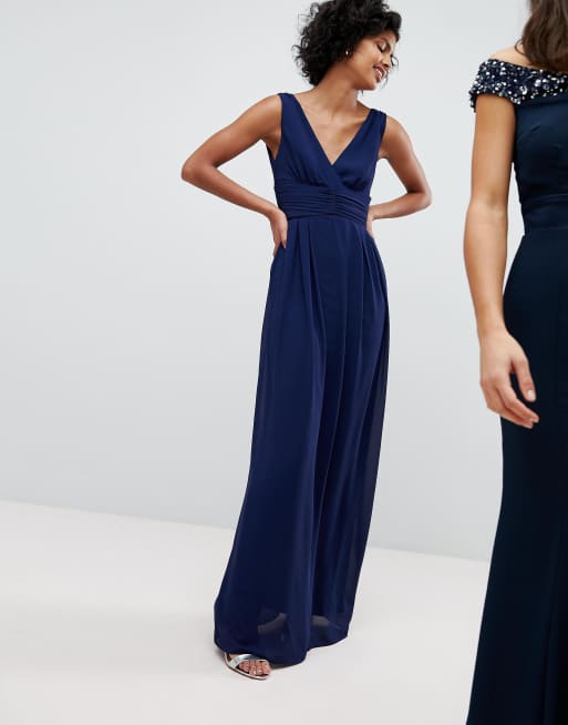 TFNC Wrap Front Maxi Bridesmaid Dress With Tie Back | ASOS