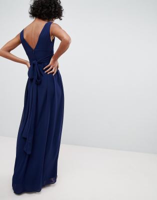 tfnc wrap front maxi bridesmaid dress with tie back