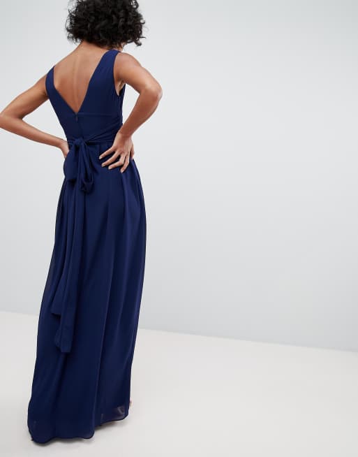 TFNC Wrap Front Maxi Bridesmaid Dress With Tie Back | ASOS