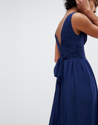 Wrap front maxi bridesmaid shop dress with tie back