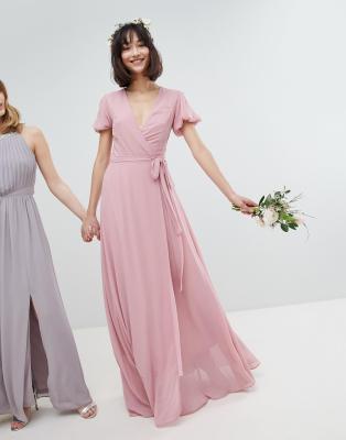 wrap maxi bridesmaid dress