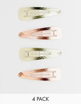 The Basik Edition Assorted Snap Clips 4pk In Gold And Rose Gold