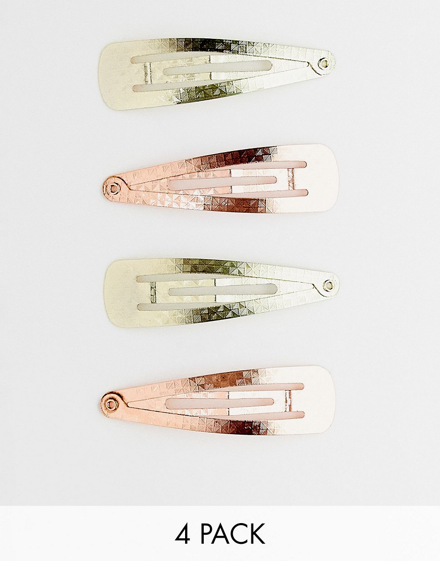 The Basik Edition Assorted Snap Clips 4pk in Gold and Rose Gold