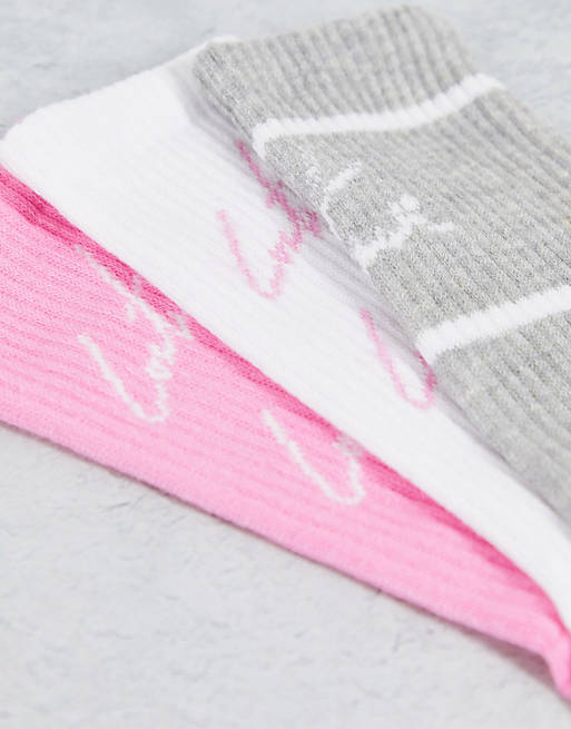 Womens Clothing Hosiery Socks The Couture Club 3 Pack Sports Socks in Pink 
