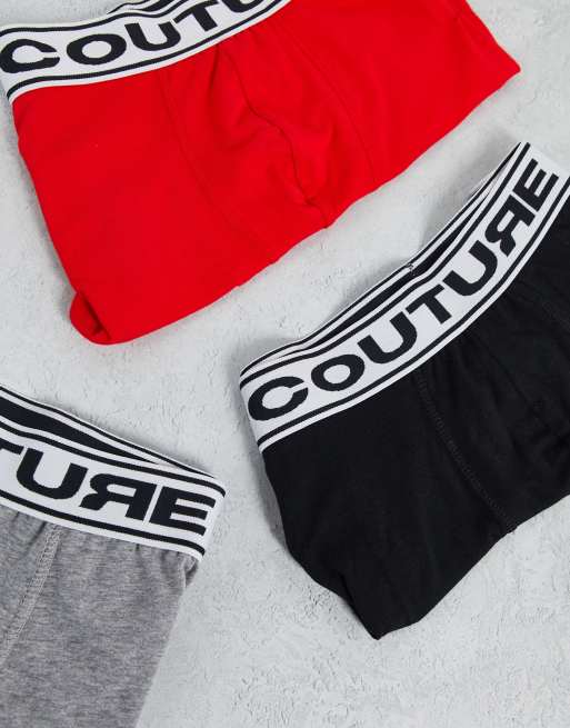 The Couture Club 5 pack boxers in red black white gray , 4 of 4
