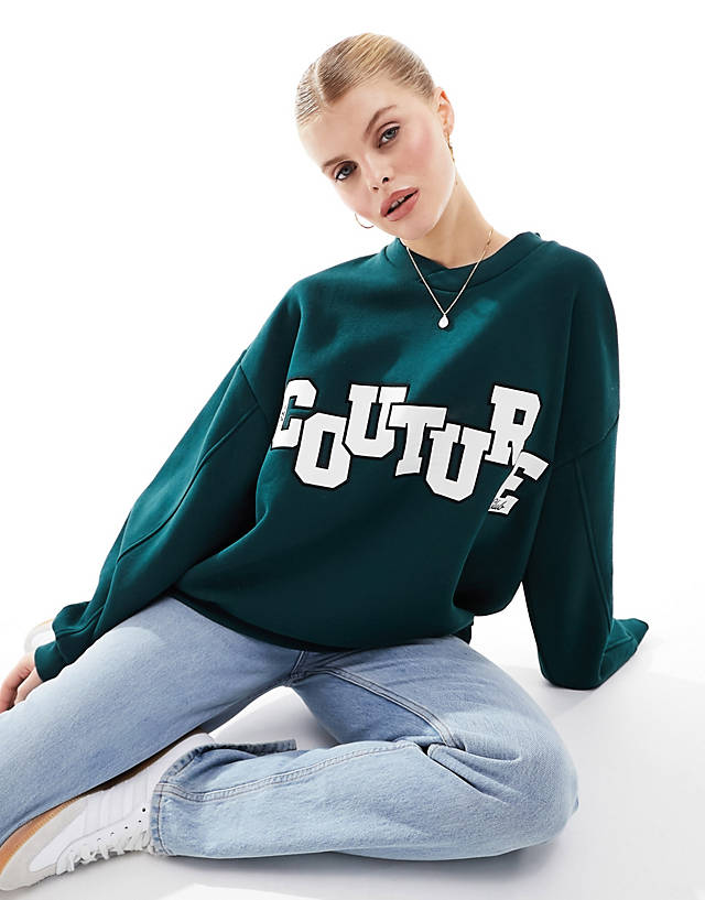 The Couture Club - applique sweatshirt in dark green