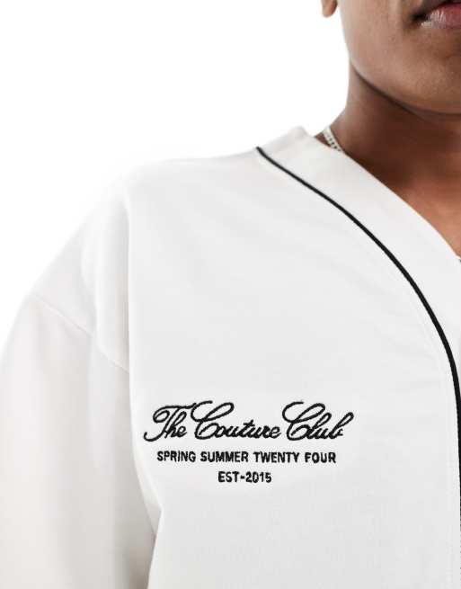The Couture Club baseball shirt in off white