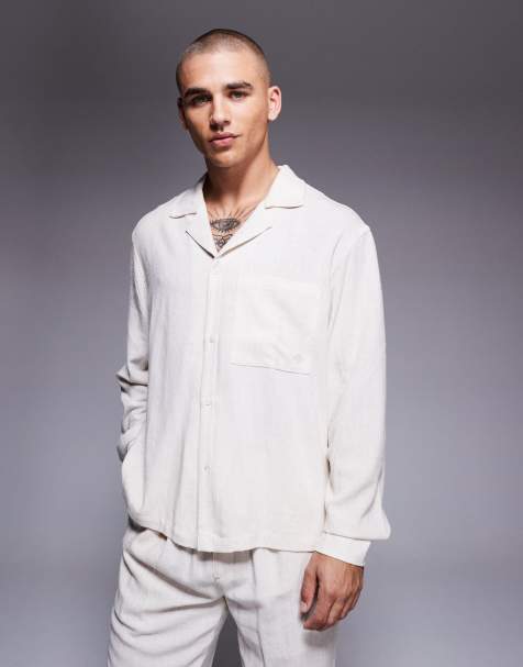 The Couture Club co-ord woven textured long sleeve shirt in beige