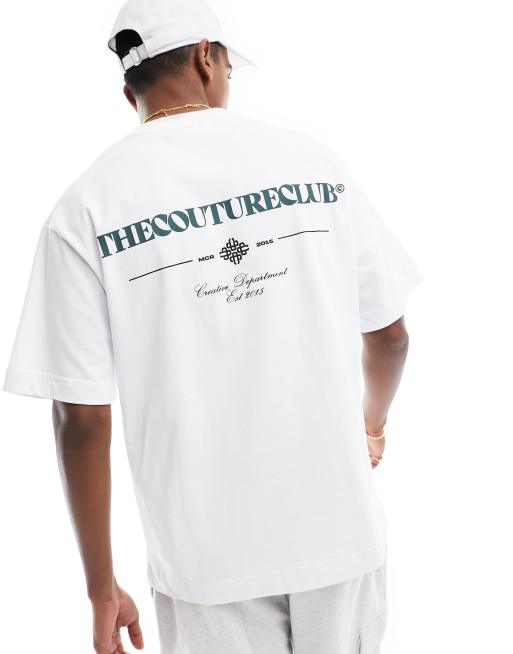The Couture Club – Biały luźny T-shirt z grafiką z napisem