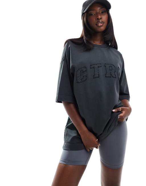 The Couture Club – Biały T-shirt oversize z logo