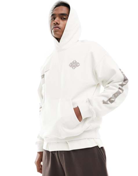 Mens white graphic on sale hoodie