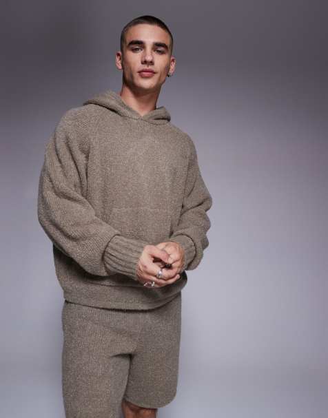 The Couture Club boucle knit hoodie in brown (part of a set) - view 1