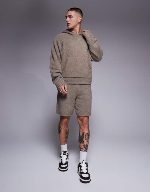 The Couture Club boucle knit hoodie in brown - part of a set