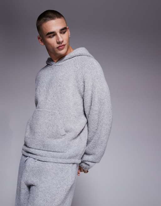 The Couture Club boucle knit hoodie in grey marl (part of a set)