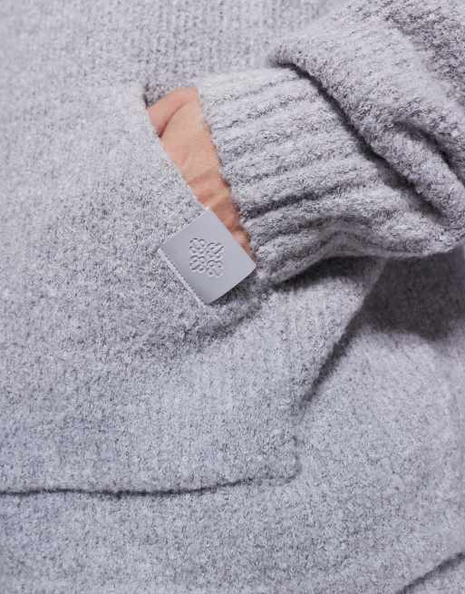 The Couture Club boucle knit hoodie in heather gray - part of a set