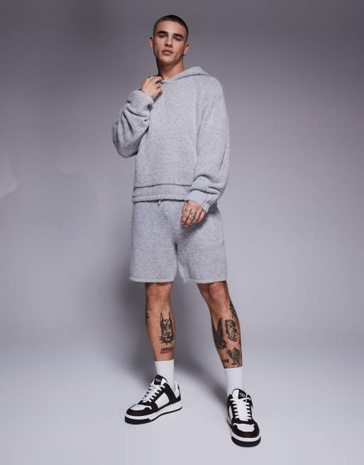 The Couture Club boucle knit hoodie in heather gray - part of a set