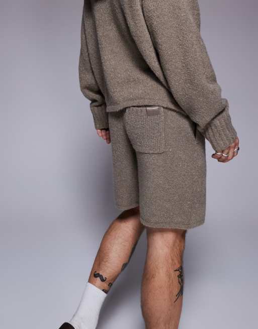 The Couture Club boucle knit shorts in brown - part of a set