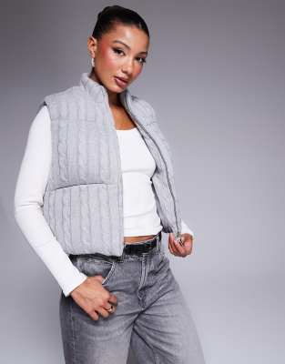 The Couture Club Cable Knit Vest In Gray