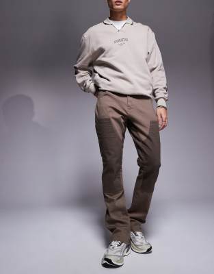 The Couture Club The Couture Club canvas carpenter trouser in brown