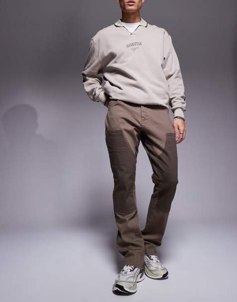 The Couture Club canvas carpenter trouser in brown - view 1