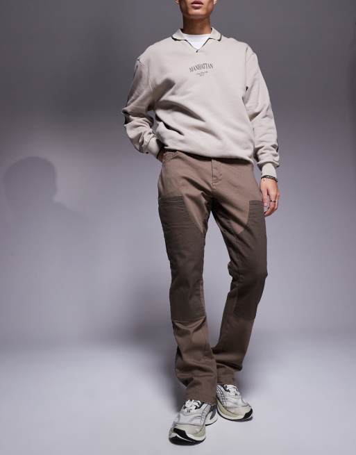 The Couture Club - Canvas timmermansbroek in bruin