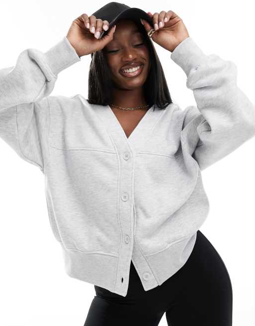 The Couture Club - Cardigan oversize in jersey grigio mélange