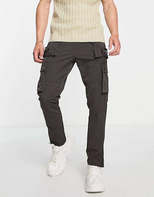 The Couture Club - cargo trousers in grey with multiple zips