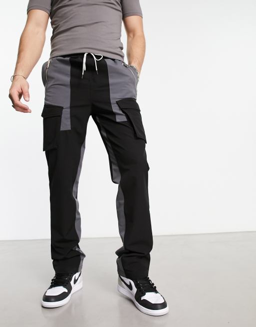 The Couture Club – Cargohose mit Bahnendesign in Schwarz