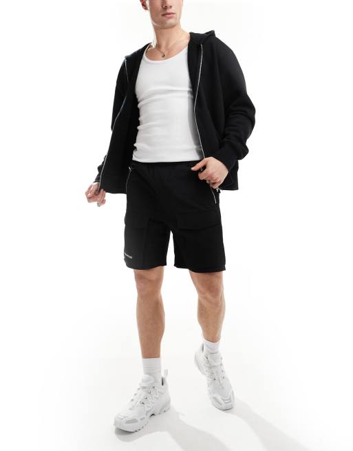 The Couture Club - Cargoshort met contrasterende inzetstukken in zwart