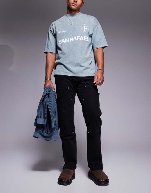 The Couture Club carpenter rivet detail jeans in black wash 