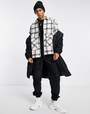 The Couture Club check overshirt with gothic logo applique