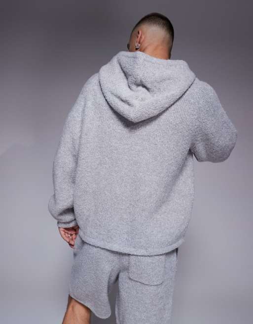 The Couture Club co-ord boucle knit hoodie in grey marl | ASOS