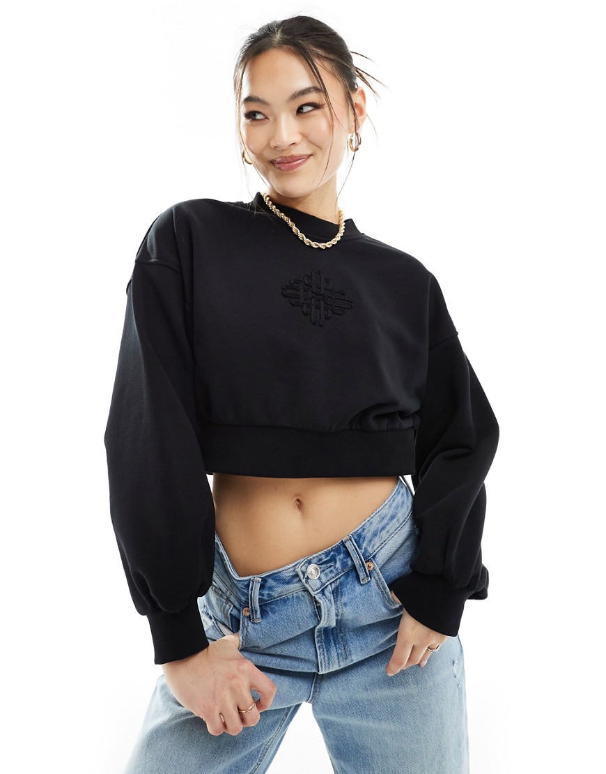 The Couture Club co-ord cropped emblem sweatshirt in black