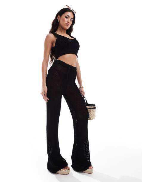 The Couture Club co-ord cropped knitted set in black - view 1